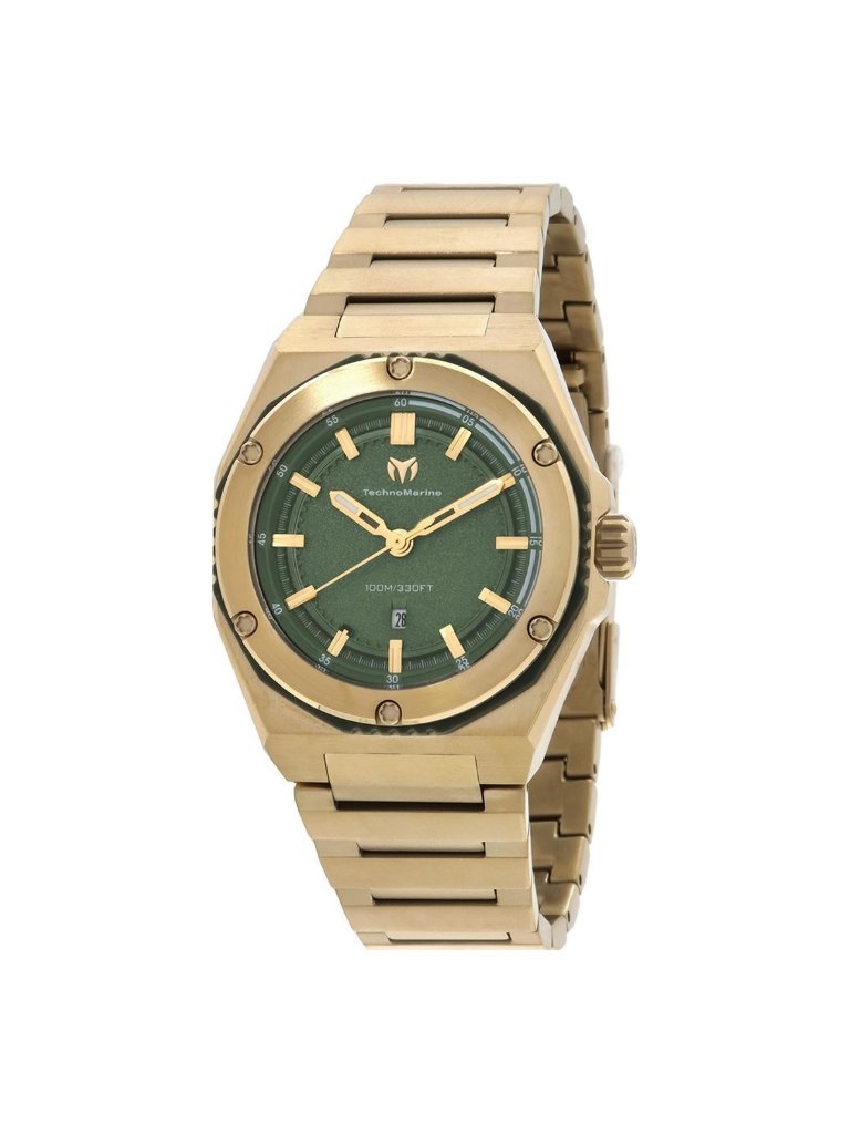 Nwt Technomarine Coral Quartz Ladies Olive Green Dial Watch